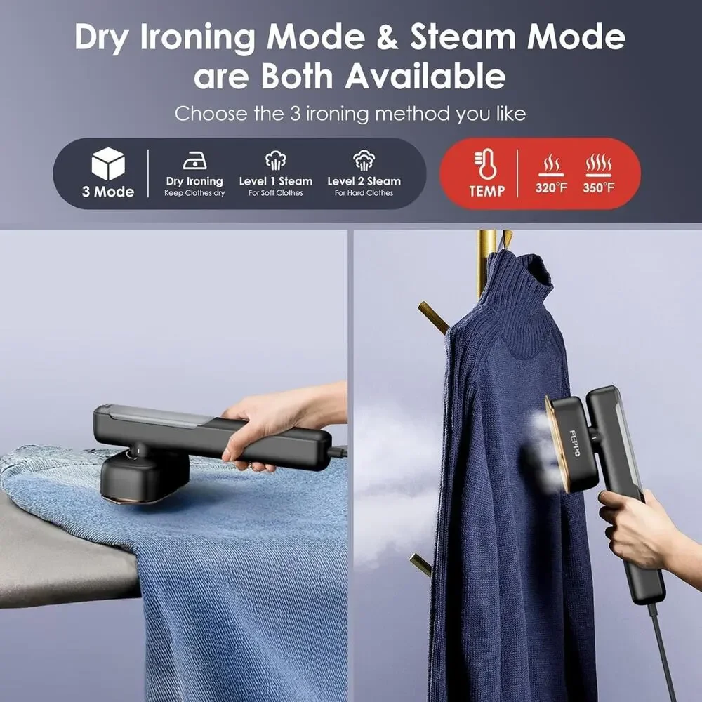 FEPPO Travel Steamer for Clothes, 110-240V Dual Voltage Portable Steamer & Iron - Picture 2 of 6
